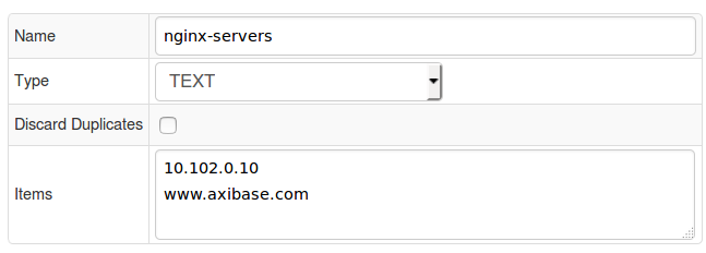 Server list example